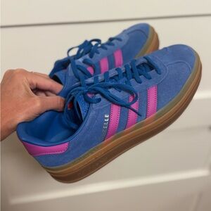 adidas Gazelle Blue and Pink Athletic Shoes